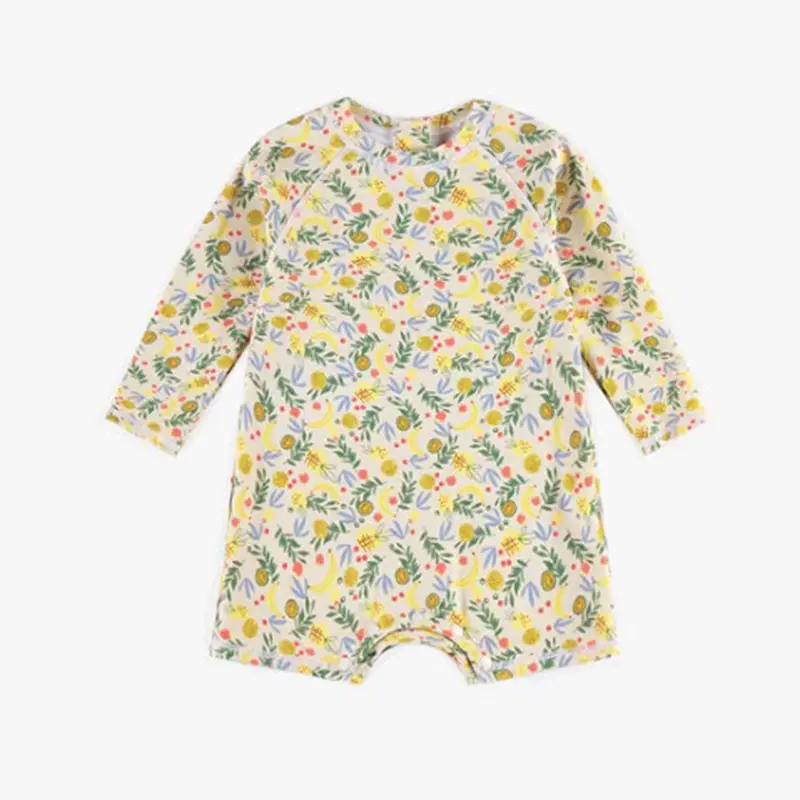 Multicolor One-Piece Swimsuit With Long Sleeves, Baby