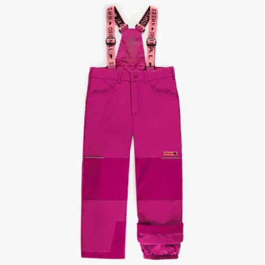 Two-Piece Fuchsia Pink And Lilac Snowsuit With A Print And Faux Fur Hood, Child