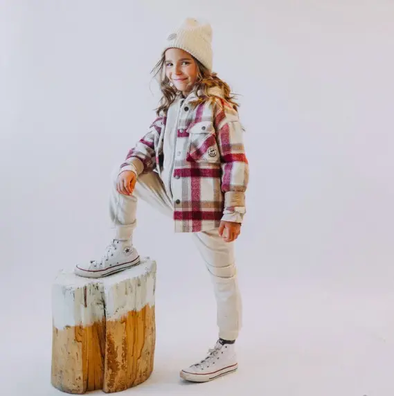 Burgundy And Beige Plaid Shirt In Flannel, Adult