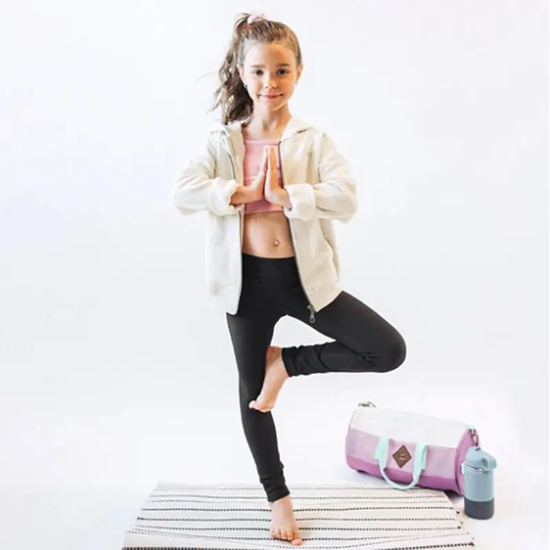 Pink Sports Tank Top With Thin Crossed Straps In Stretch Lycra, Child