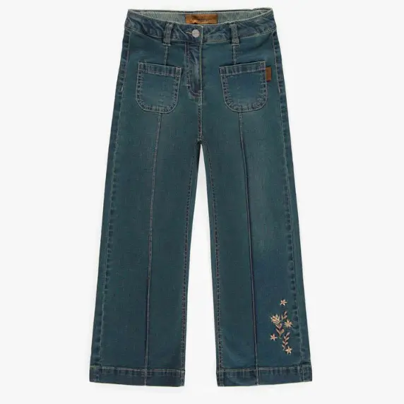 Wide Legs Pants Relaxed Fit in Lightweight Dark Denim, Child