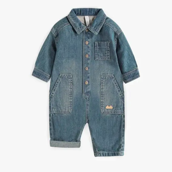 Long One-Piece Relax Fit In Light Denim, Newborn