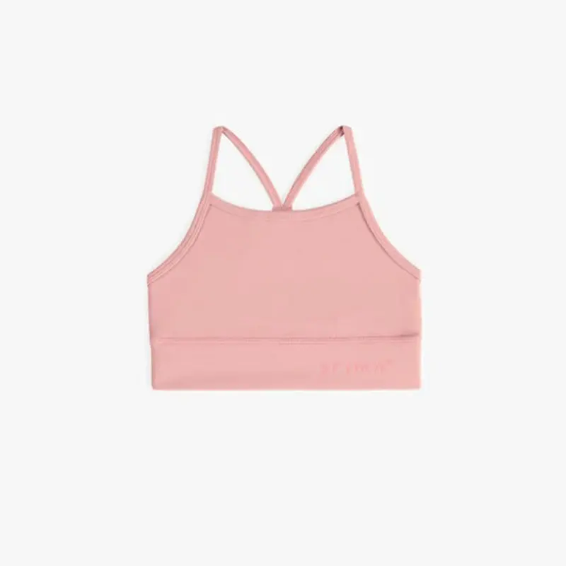 Pink Sports Tank Top With Thin Crossed Straps In Stretch Lycra, Child