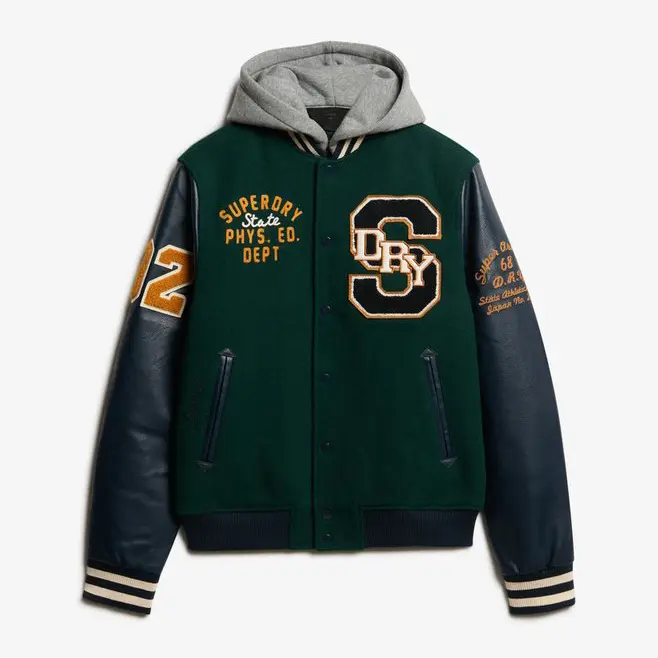 ZQ2501022 College Patched Bomber Jacket