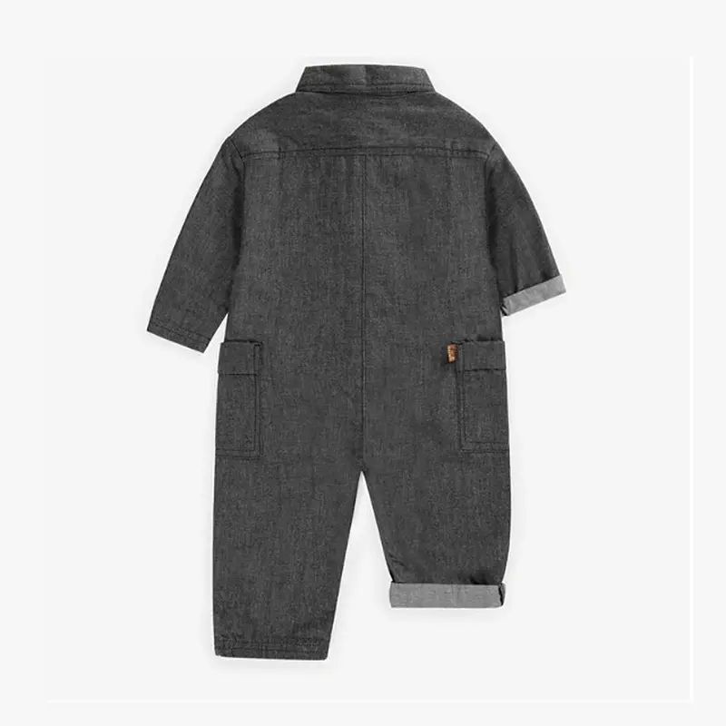 Long Black One-Piece In Relaxed Fit In Cotton, Baby