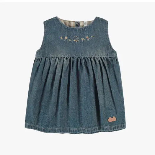 Wide Strap Dress in Light Denim, Newborn
