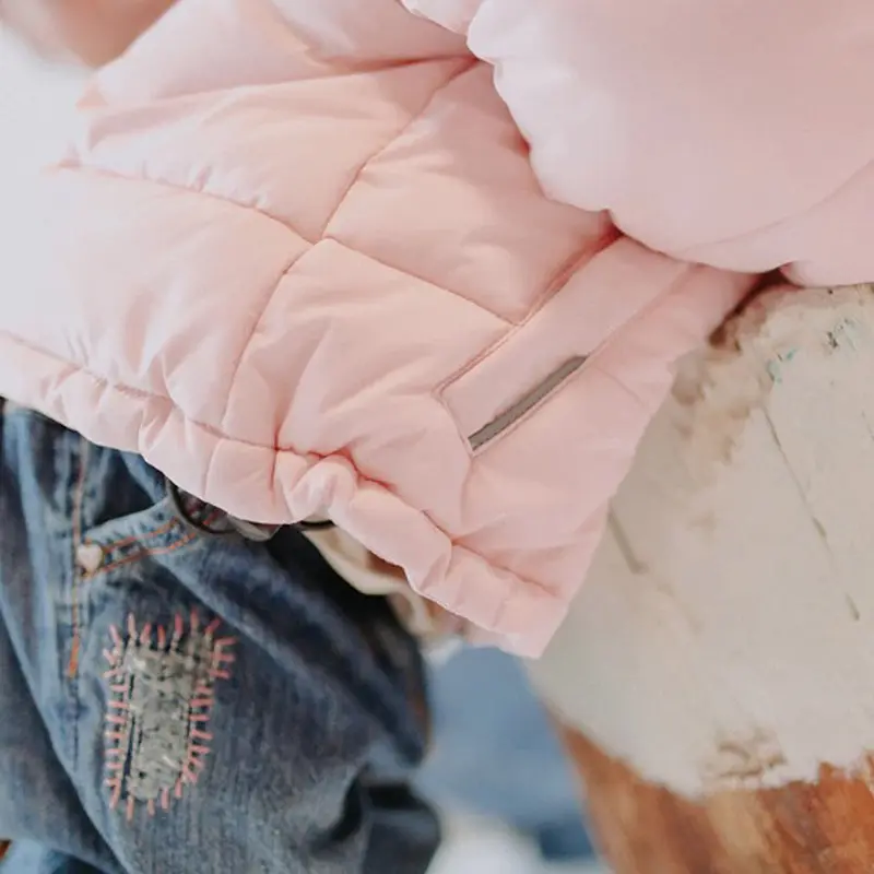 High Collar Light Pink Puffer Coat In Nylon, Baby
