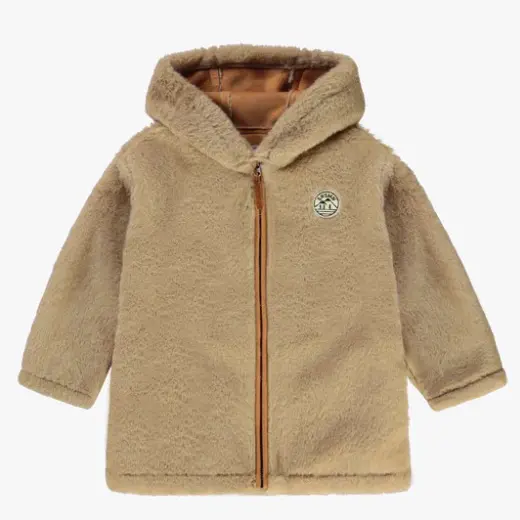 Long Beige Faux Fur Coat, Baby