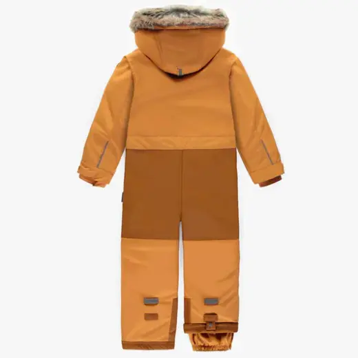 Caramel One-Piece Snowsuit With Faux Fur Hood, Child