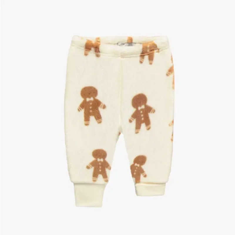 Cream One-Piece Pajama With An All Over Print Of Gingermen In Soft Fleece, Child