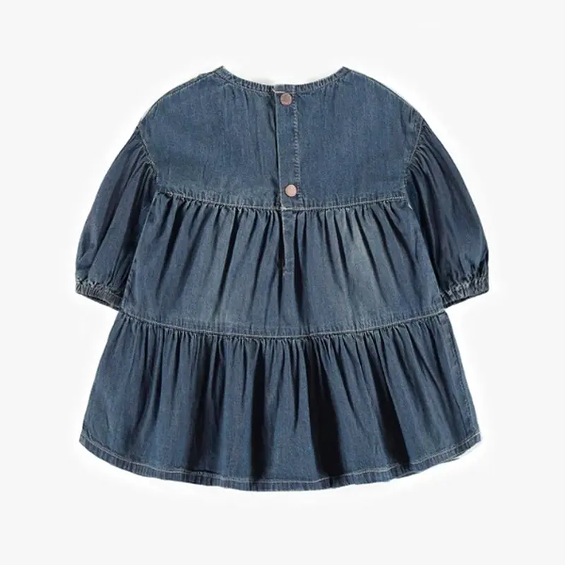 Dress With ¾ Sleeved In Light Denim, Baby（6-9m,9-12m,12-18m,18-24m,2-3y）