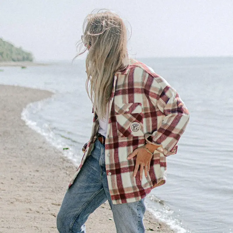 Burgundy And Beige Plaid Shirt In Flannel, Child