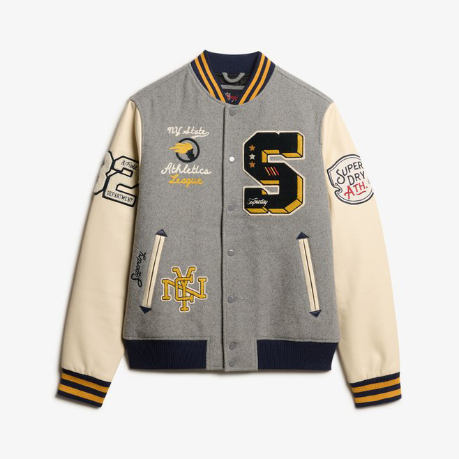 ZQ2501021 College Patched Bomber Jacket