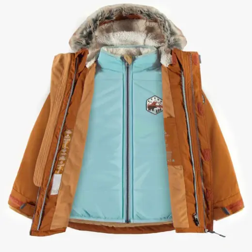 Snowsuit 3 In 1 Copper-Brown And Teal, Child