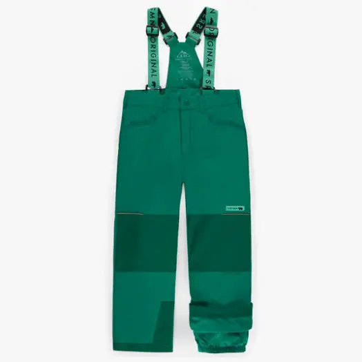 Green and Yellow Snowsuit With a Print and Faux Fur Hood, Child