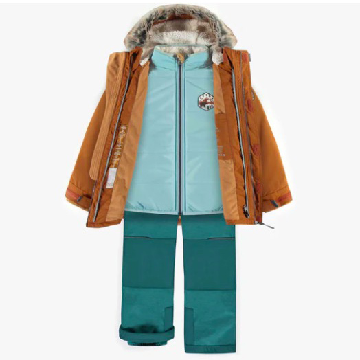 Snowsuit 3 In 1 Copper-Brown And Teal, Child