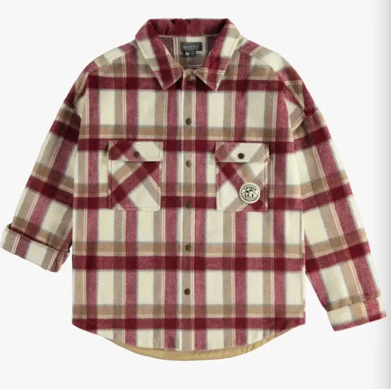 Burgundy And Beige Plaid Shirt In Flannel, Adult