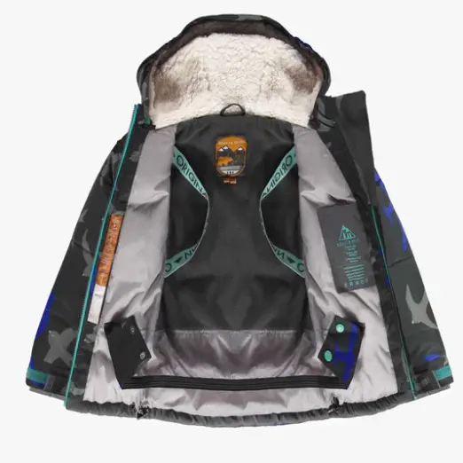 Two-Piece Snowsuit Black With Bird Print, Child
