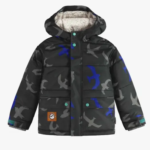 Two-Piece Snowsuit Black With Bird Print, Child